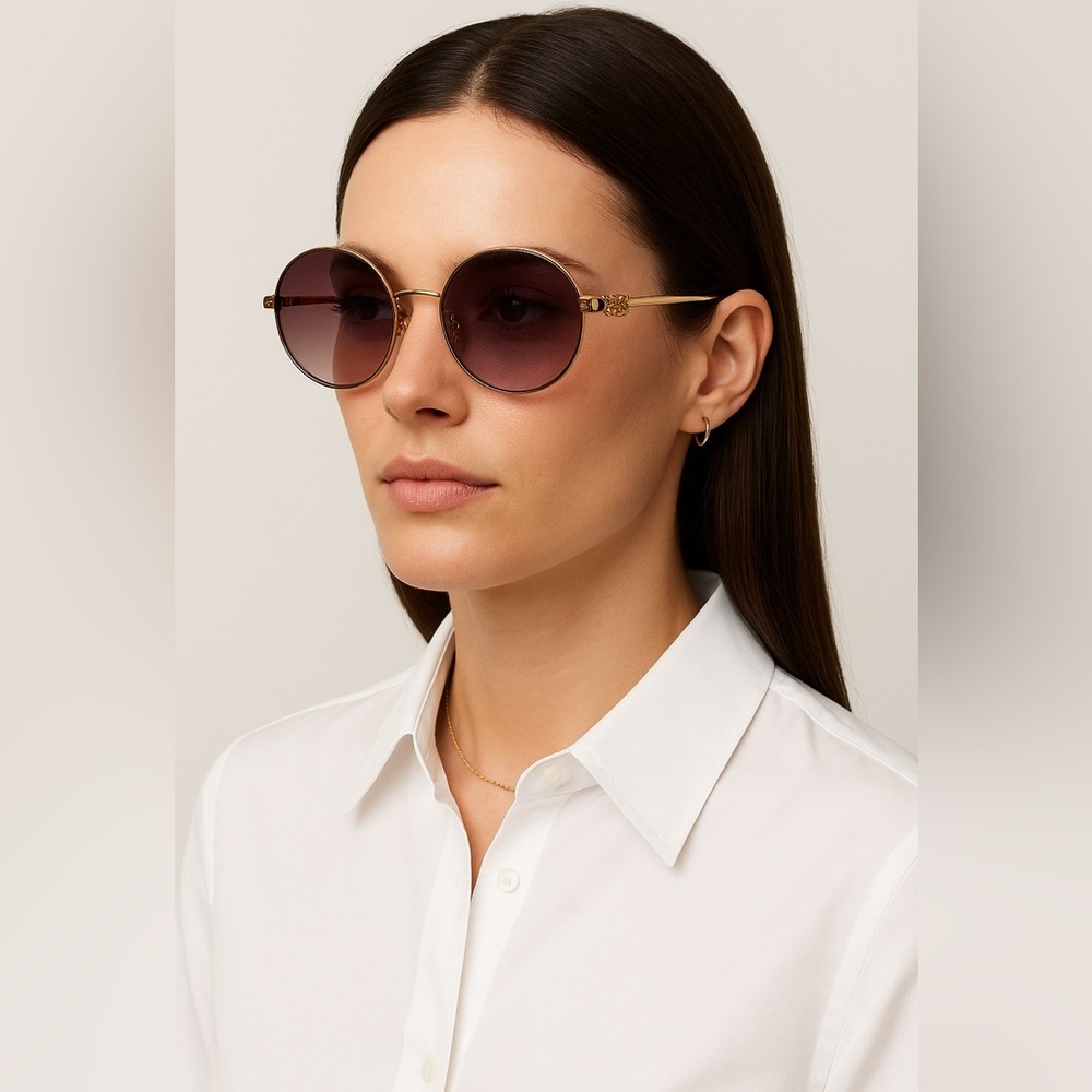 Loewe LW5120S 001 Anagram Round Sunglasses - NEW w/ Yellow Leather Case